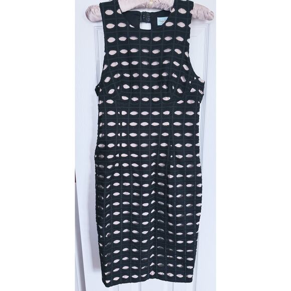 Tracy Reese NY Black Sleeveless Sheath Dress 6 Overlay Cutout Cocktail Old Money - Picture 2 of 10